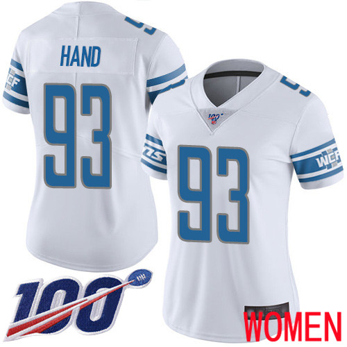 Detroit Lions Limited White Women Dahawn Hand Road Jersey NFL Football #93 100th Season Vapor Untouchable->women nfl jersey->Women Jersey